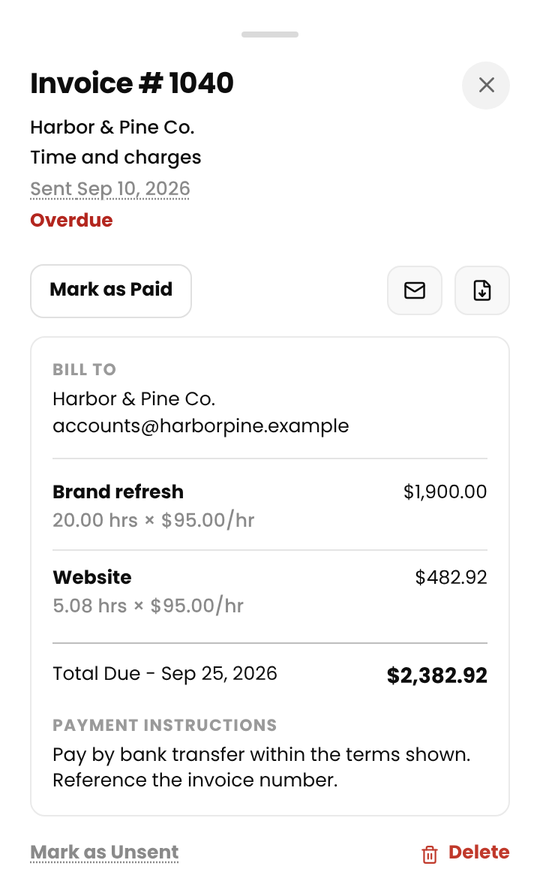 An overdue invoice
