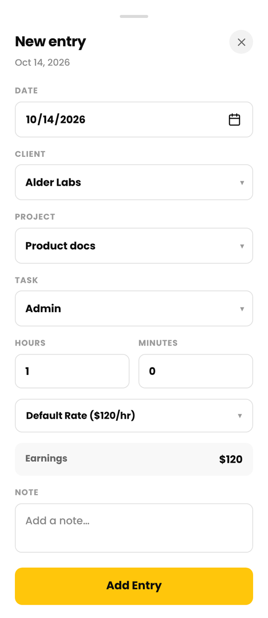 The New entry form in Cruxy