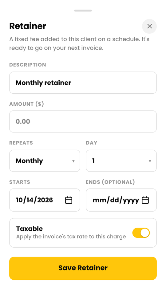 The Retainer sheet